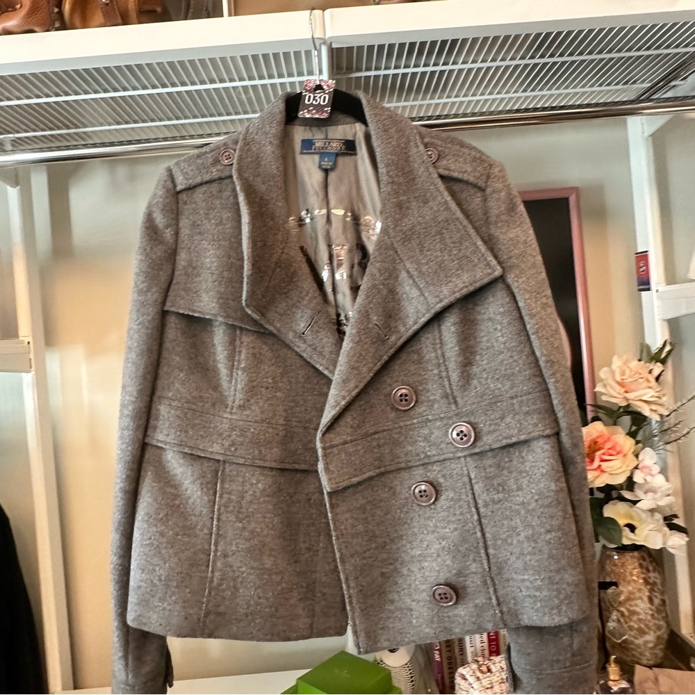 Millard Fillmore Convertible Jacket Cashmere Gray Sz L EUC